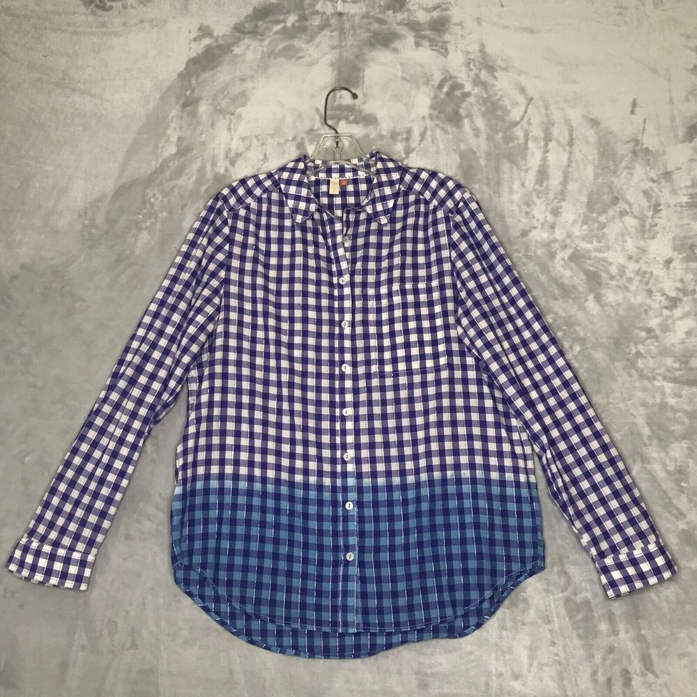 Anthropologie Pilcro Deb Shirt Relaxed Button Down Gingham Womens Medium Ombre